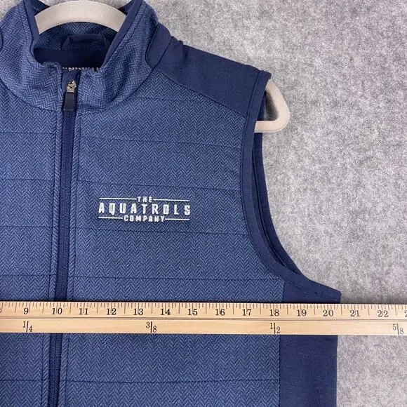 Holderness & Bourne Perry Vest Mens Medium Blue Herringbone Insulated Logo Golf